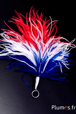 Plumet autruche avec anneau - ht 18 cm - bleu-blanc-rouge